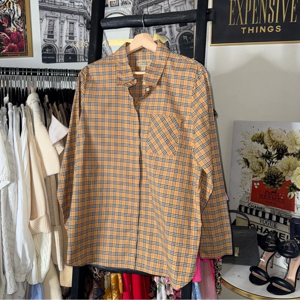 Burberry London England Classic Vintage Check Button Up Shirt Womens 14 EUC - Picture 4 of 13